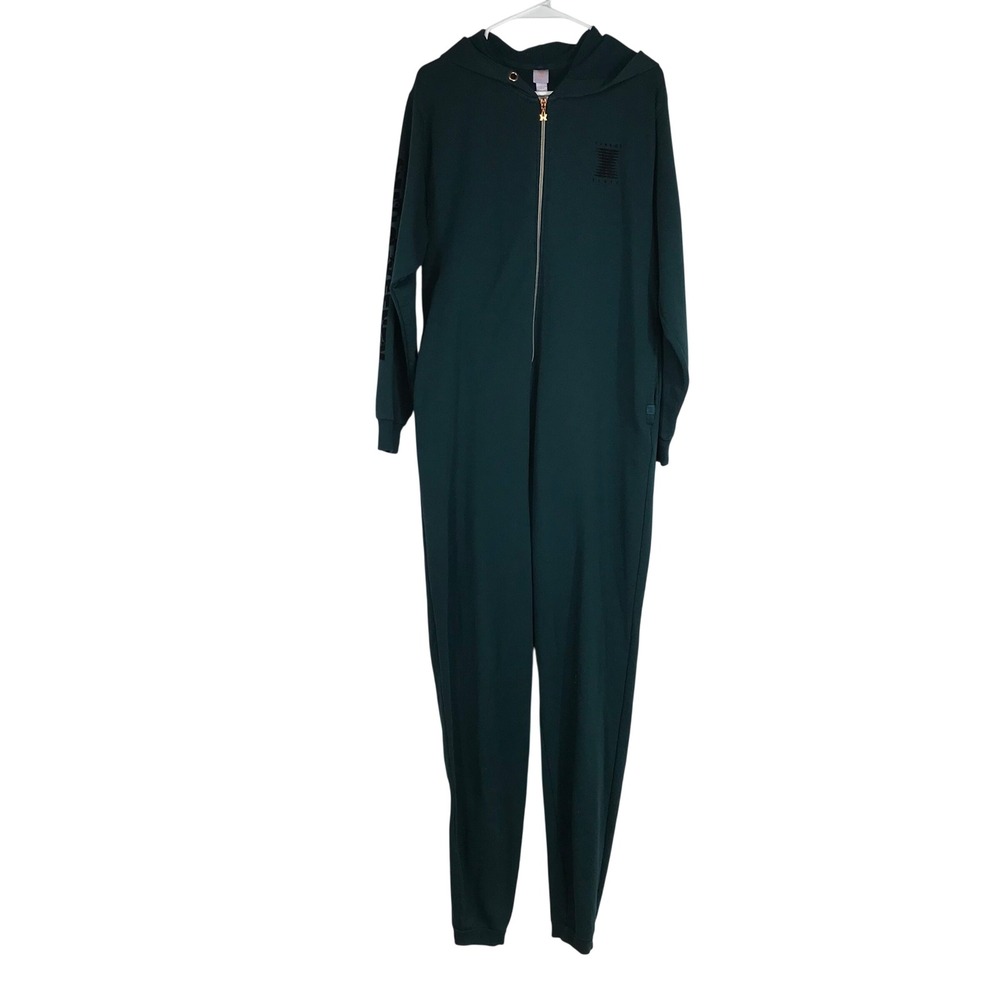 Savage X Fenty Womens Forest Green Hooded Zip Front Fleece Onesie Size Small